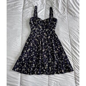 Lily Rose Dress Women's Small Floral Sundress Sleeveless Navy , White, Yellow